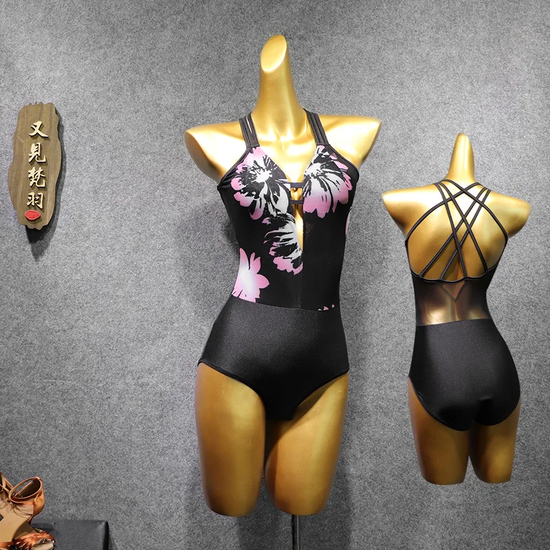 Одежда для танцев на шесте трико с принтом сексуальные колготки топ