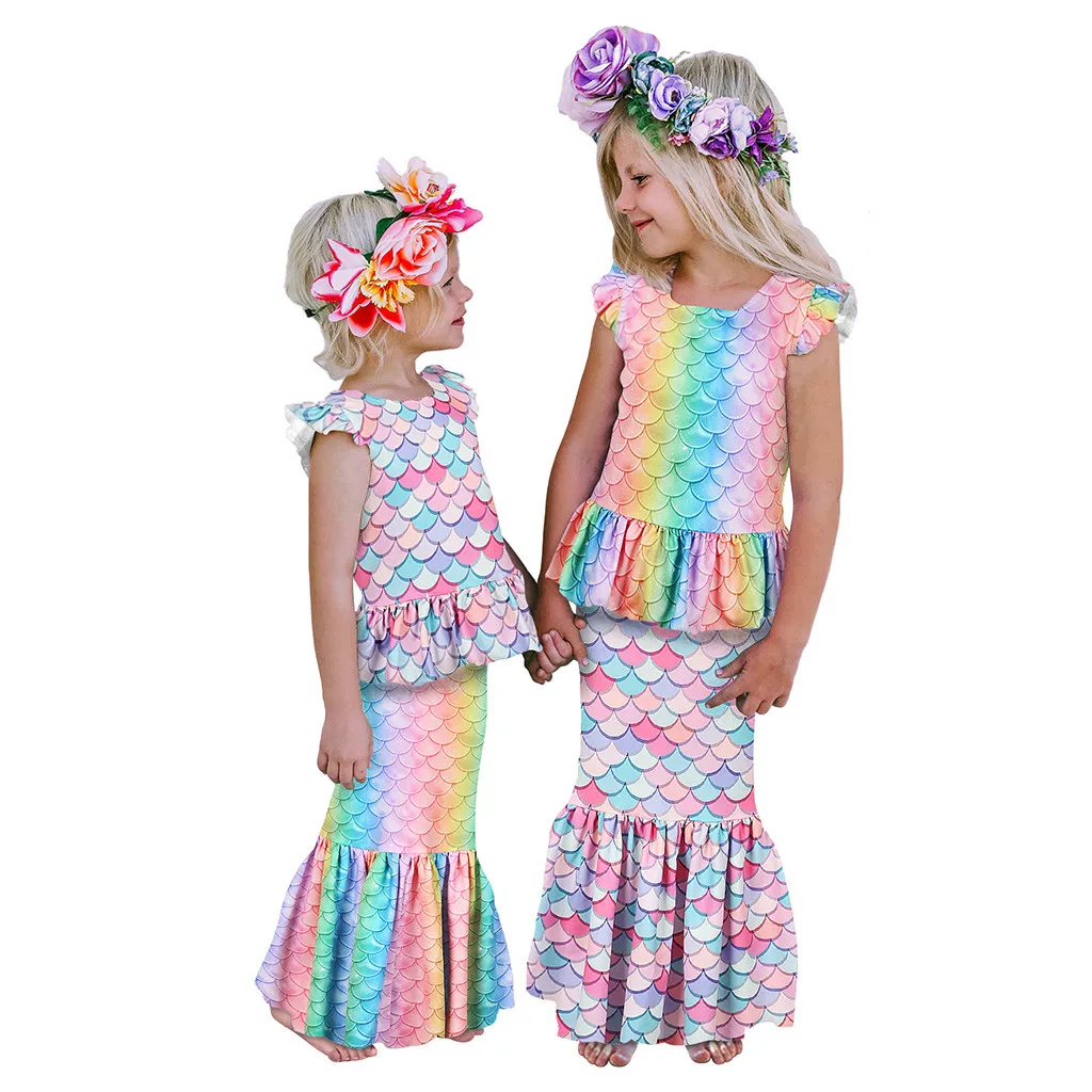 Одежда для маленьких девочек многоцветная шкала рубашка с принтом топы юбка