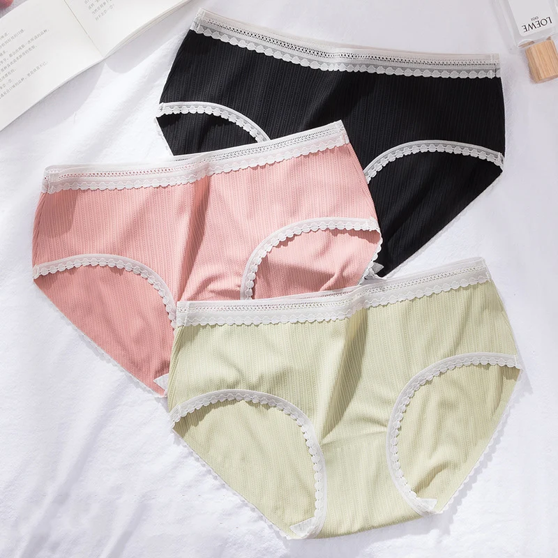 Женские хлопковые трусики со средней талией Roseheart Модные Зеленые и розовые