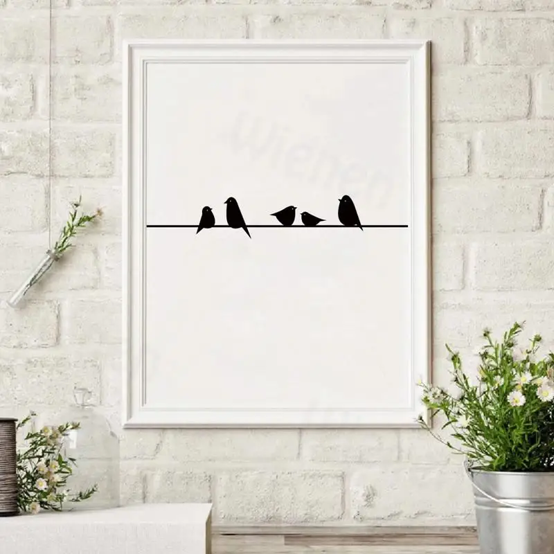 

Simple Home Decor Black White Bird Silhouette Canvas Painting Nordic Art Prints and Posters Minimalist Living Room Decoration