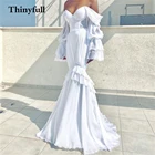 Женское длинное свадебное платье-Русалка Thinyfull, пляжное платье невесты с длинными рукавами-фонариками, свадебное платье, 2021