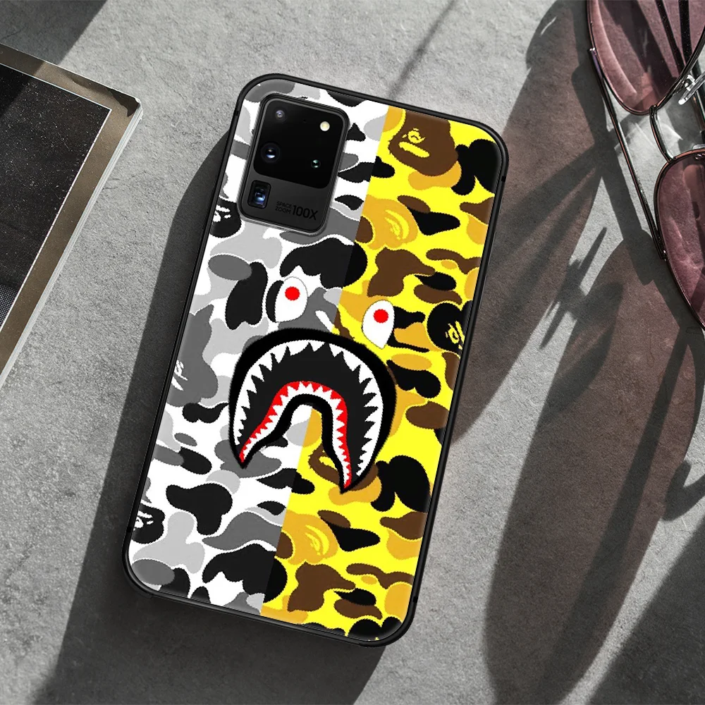 

Camouflage Pattern Brand BAPE Phone Case Cover Hull For Samsung Galaxy S 7 8 9 10 e 20 FE edge uitra plus Note 9 10 20 black