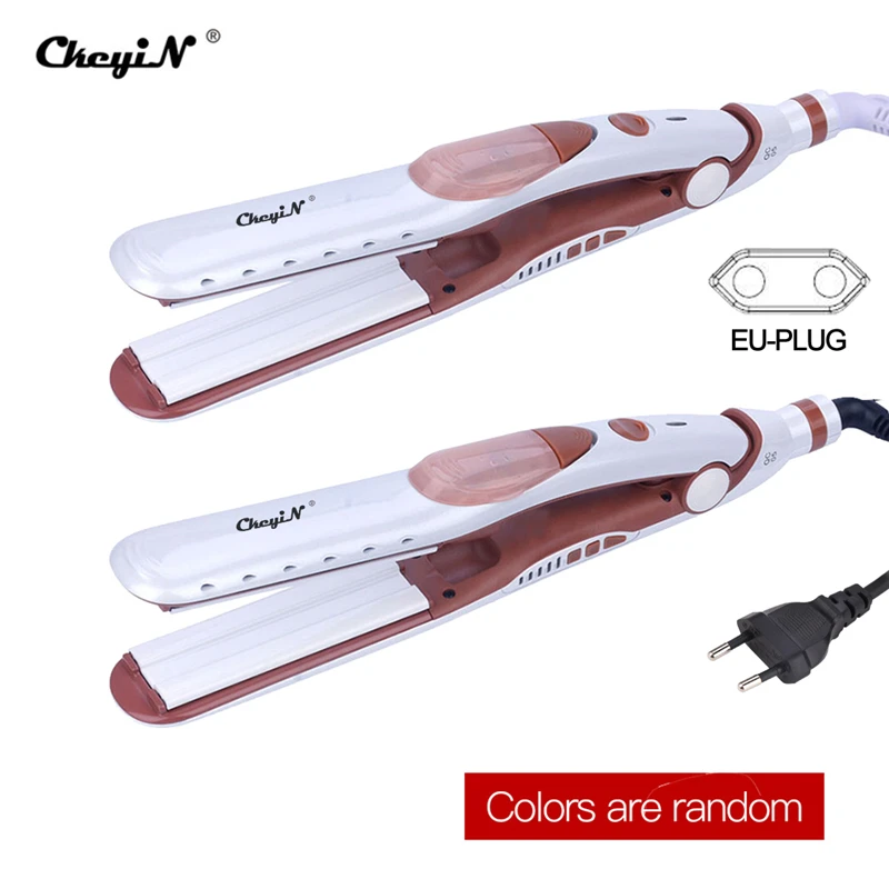 

2 in 1 Professional Hair Curler Tourmaline Ceramic Steam Flat Iron Vapor Straightening Iron Spiral Curler Hair Crimper Plate Wav