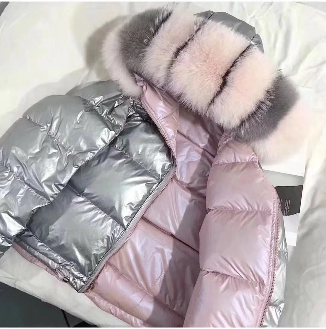Куртки женские короткие лисы двойной волос одежда кожа и мех тяжелый Seta