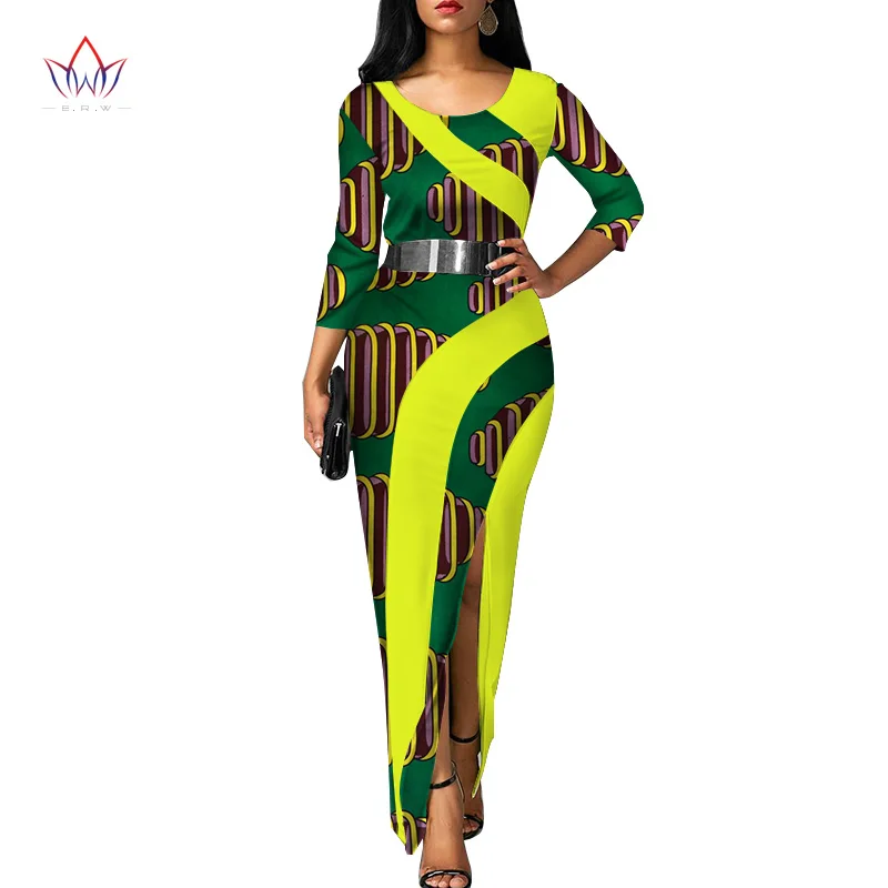 

Bintarealwax Vestidos африканские женские платья, новая мода, элегантная африканская одежда, Дашики, сексуальное вечернее платье WY3120