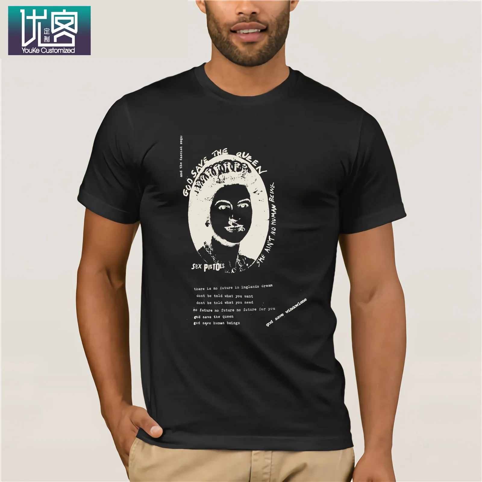 Пистолеты в стиле панк Футболка черная с надписью Save the QUEEN song L 40 100% хлопок |