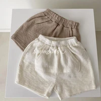 2022 summer new cute girls boys shorts cotton linen babys ribbed shorts fashion children short pants
