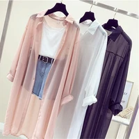 casual chiffon blouse women 2021 spring summer long sleeve see through feeling blouses and tops thin shirts blouses femme