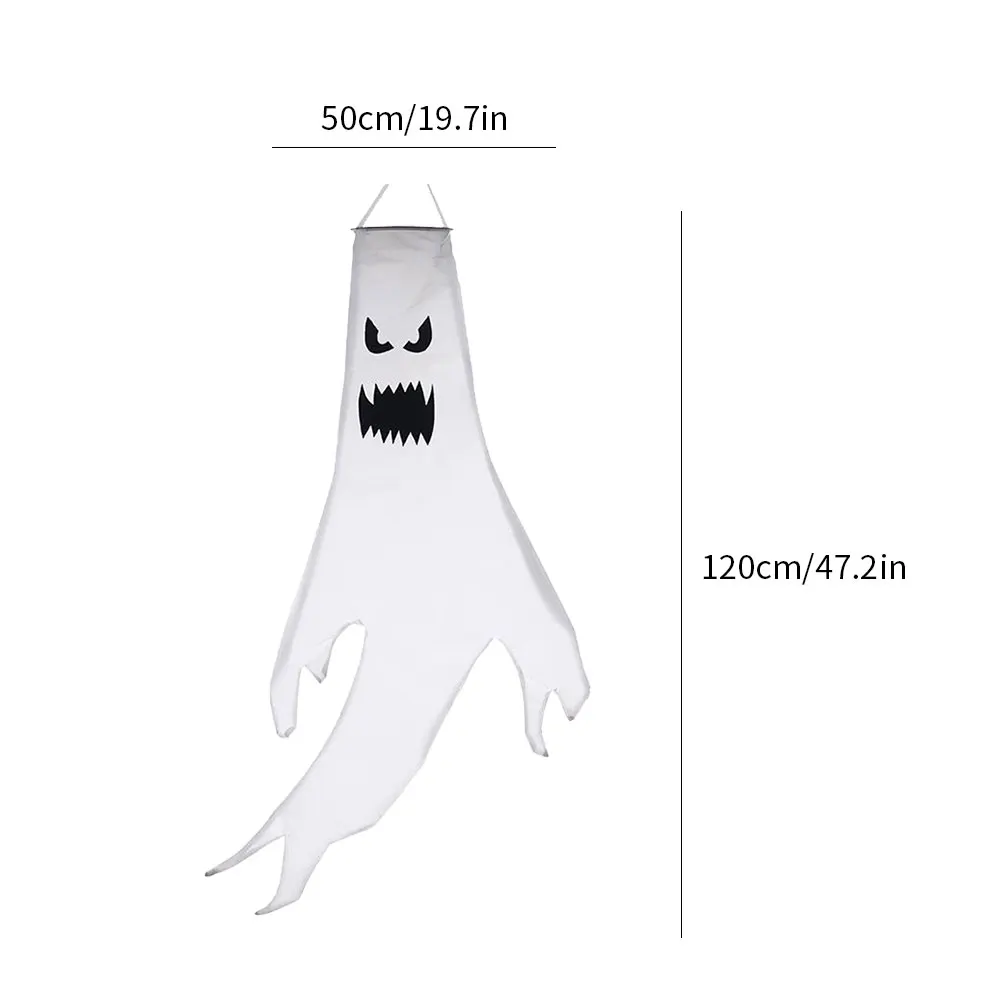 

2PCS Halloween Ghost Windsocks Hanging Patio Party Props Decoration Big Ghost Flag Wind Socks With LED Luminous Light Style 4