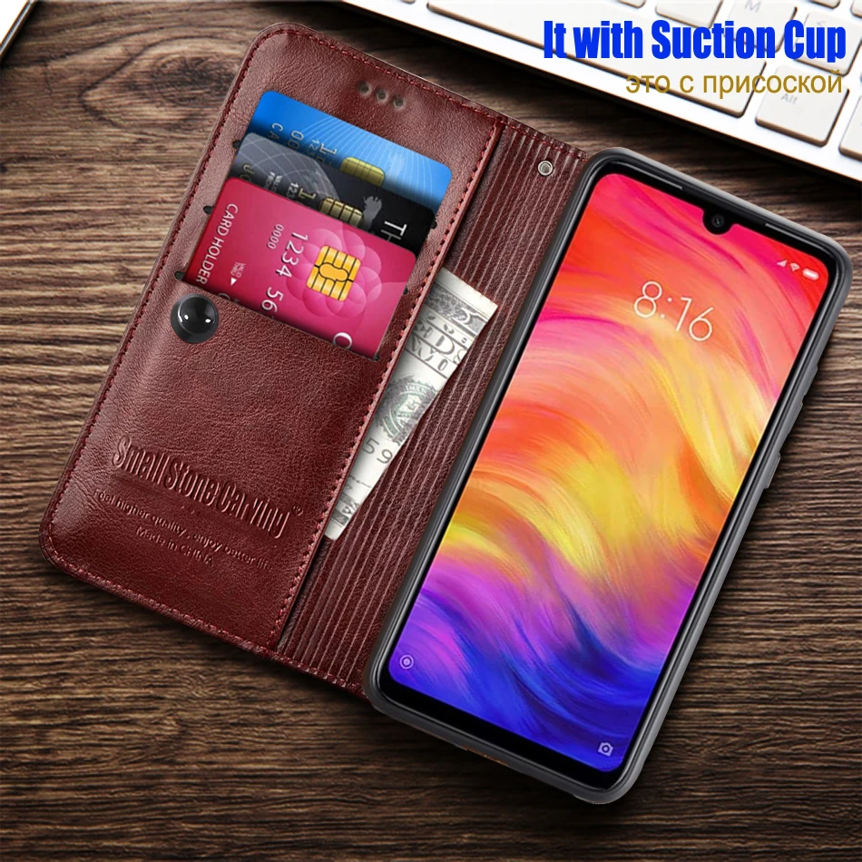 Чехол-книжка для Xiaomi Redmi Note 7 кожаный с отделением карт | Мобильные телефоны и