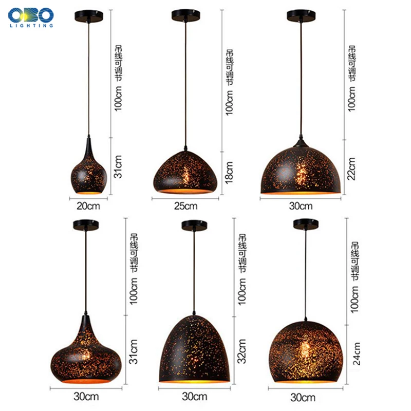 Винтажный подвесной светильник черный железный травление абажур бар чайный