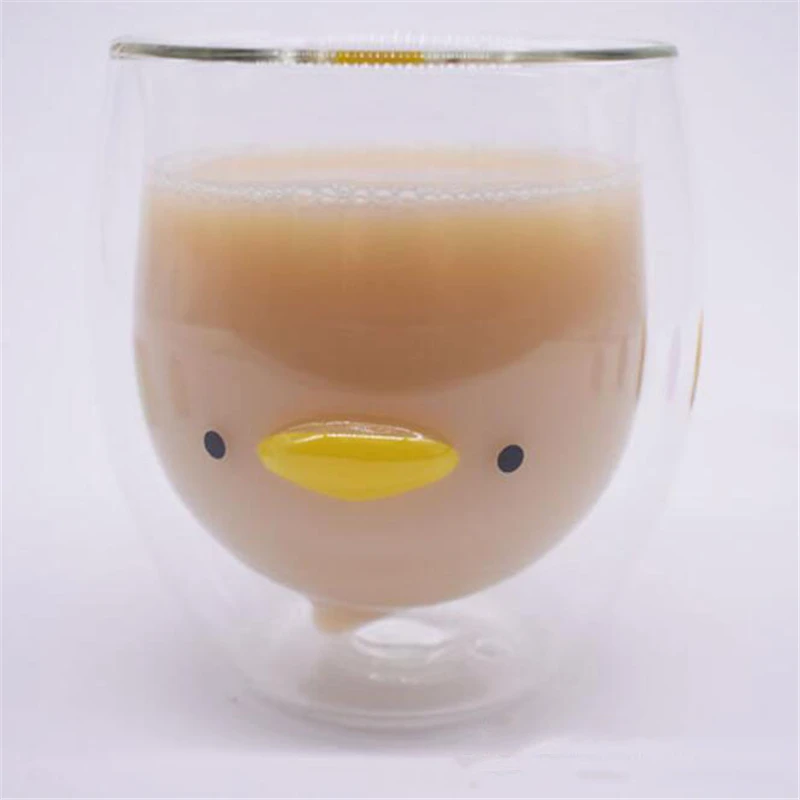 Стеклянная креативная прозрачная кружка с двойными стенками мультяшный медведь