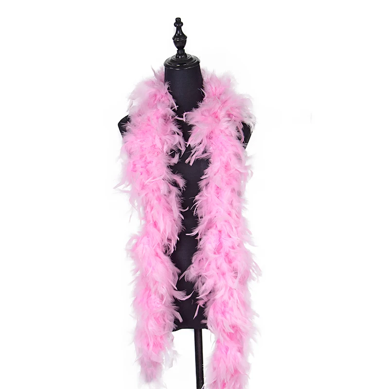 

2Meters 80Gram Thicken Turkey Feathers Boa Holiday Decoration Wedding Accessories Colored Fluffy Feather Scarf Decor for Clothes