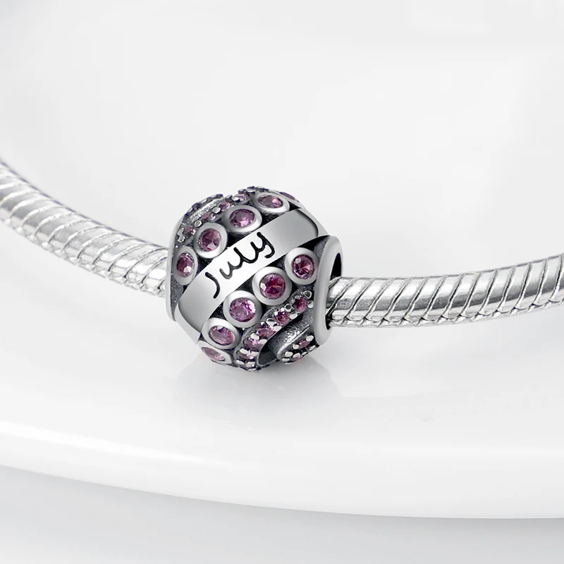 

HOT SALE Trend 925 Sterling Silver July Birthstone Dangle Charm Beads Fit Original Pandora Bracelet Pendant Necklace Jewelry