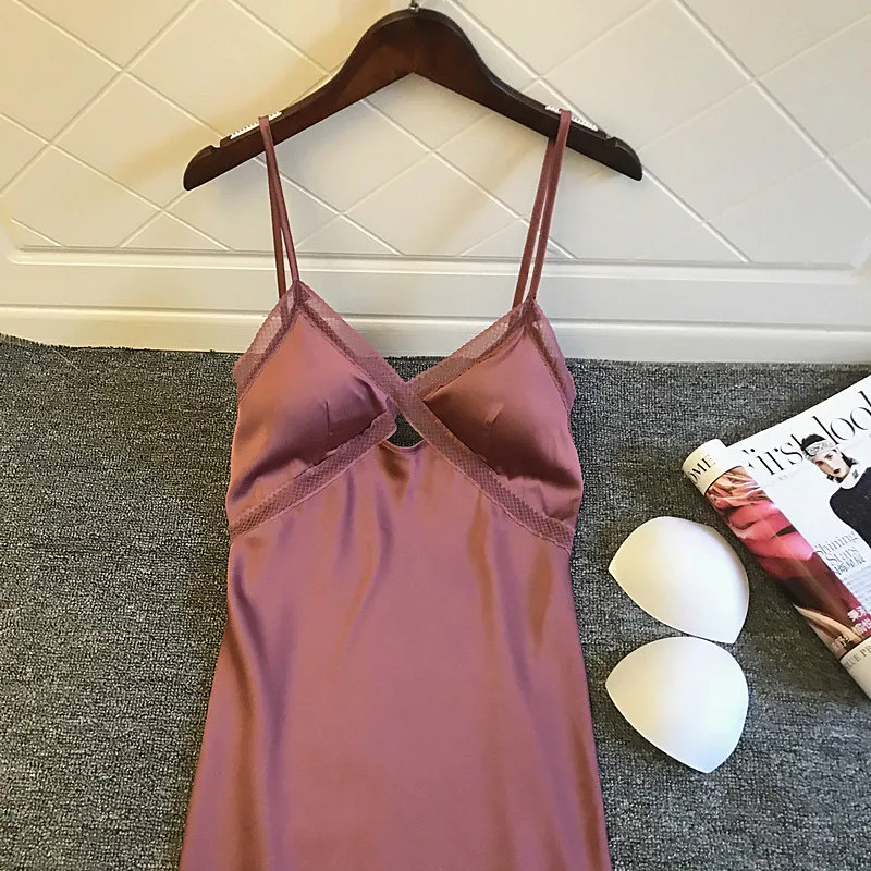 Ночные рубашки для девочек атласное 2021 летние шелковые ночную рубашку женская