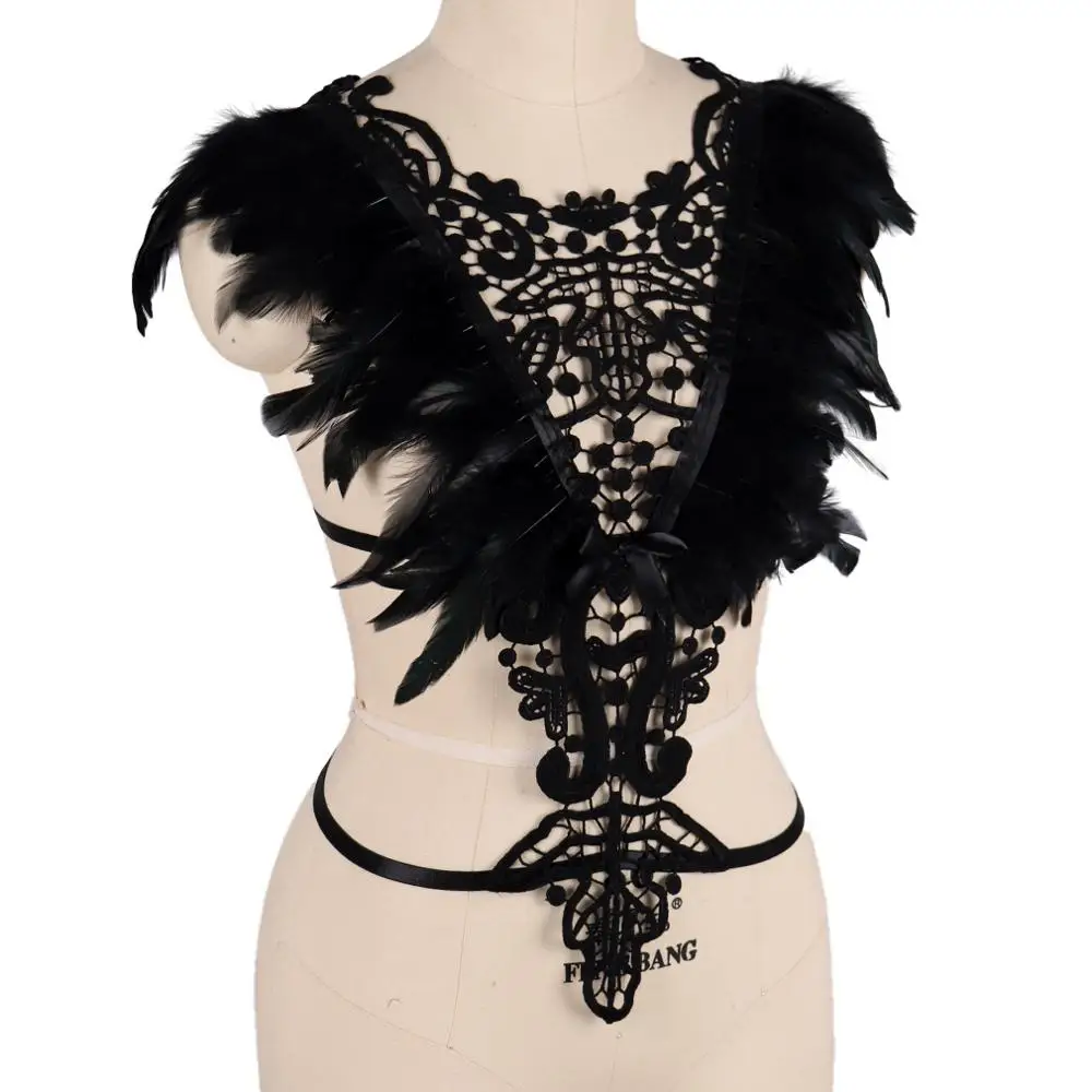 

Gothic Sword Belt Dancing Rave Wear Feather Women's Harness Bra Chest Bondage Goth Clothes Sexy Things Sexy Lingerie