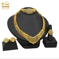 indian jewelry set wedding for women gold plated jewellery dubai necklace bracelet earring ring set jewellery african ornament