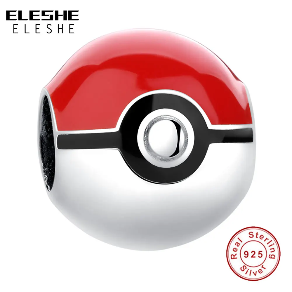 Настоящее Стерлингового Серебра 925 Пикачу Эльф Pokemon Ash Бал Шарм Fit очарование Pandora Шарик Браслет Подлинные Ювелирные Изделия Аксессуары