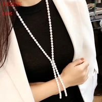 jewelry wholesale natural 9 11mm freshwater pearl necklace sweater chain necklaces sweater chain