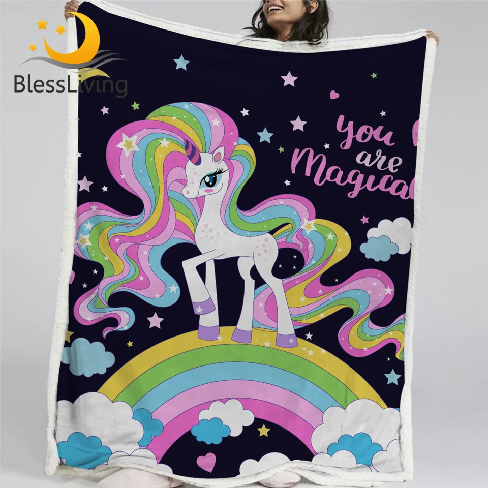 

Покрывало для кровати, с волшебным единорогом, с радужными волосами