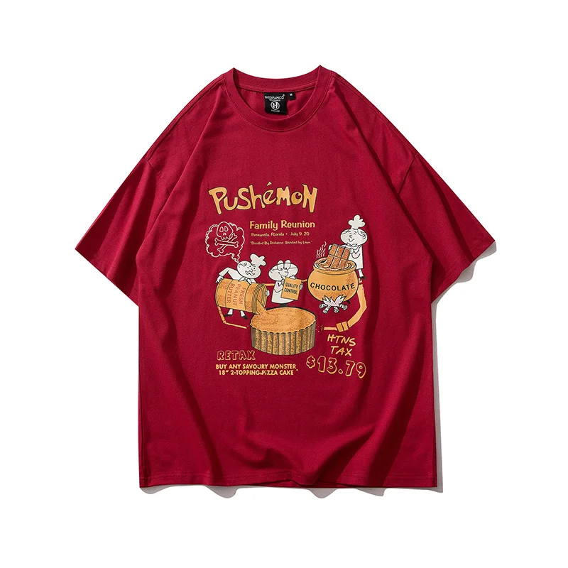 

Hip Hop Cartoon T-shirt Harajuku Street Clothing Oversized Print 2021 Summer Tshirt Women's Cotton Loose Short Sleeve Top Black