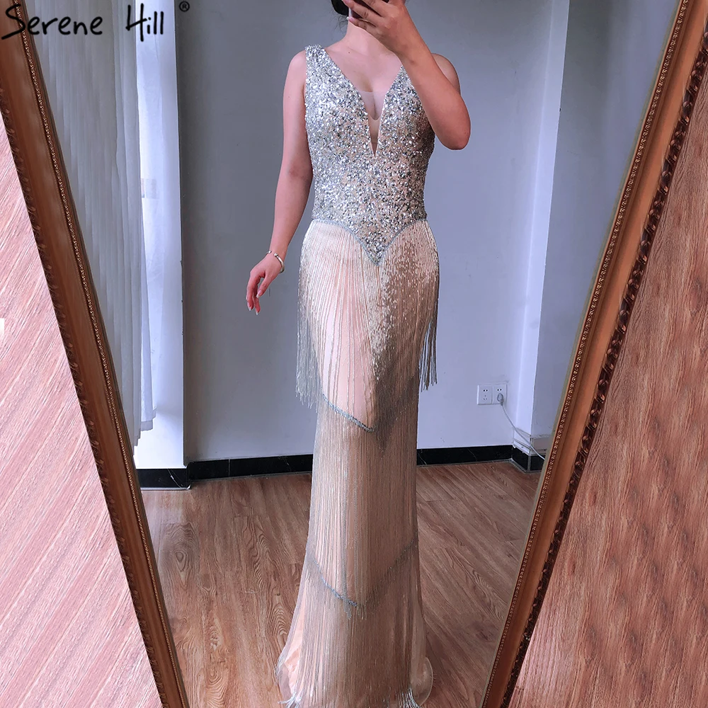 Дубай дизайн серое сексуальное вечернее платье с глубоким V-образным вырезом