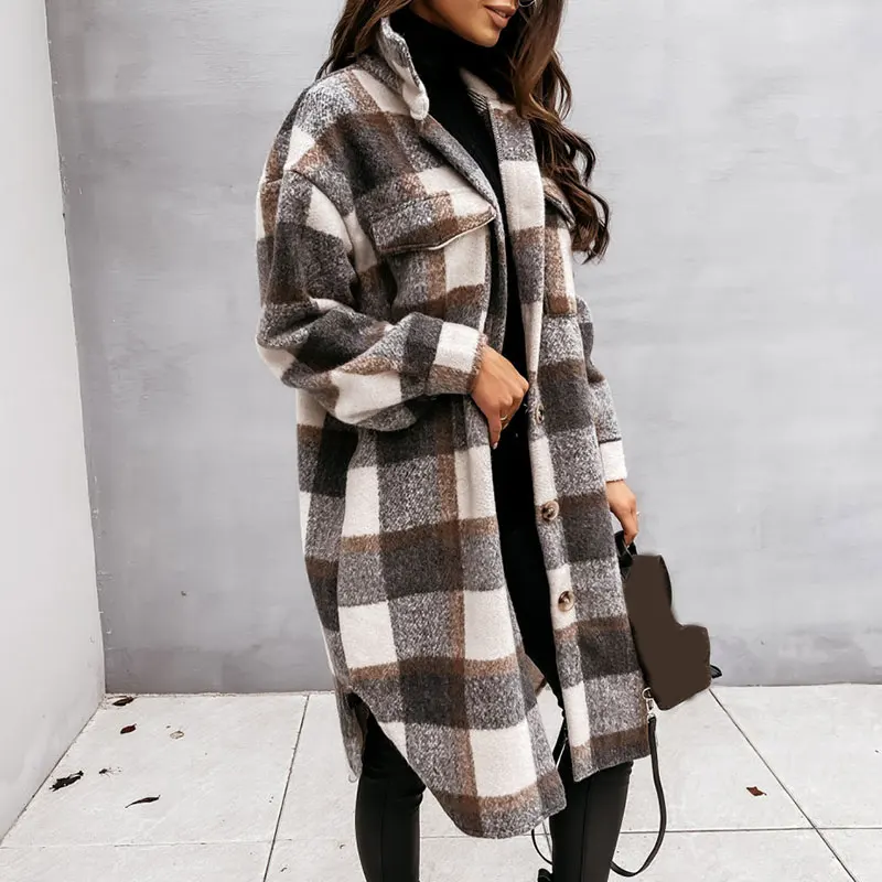 

Длинное пальто, женские зимние очень теплые куртки, шерстяное Смешанное пальто, кардиган, рубашка на пуговицах, мешковатая женская уличная ...