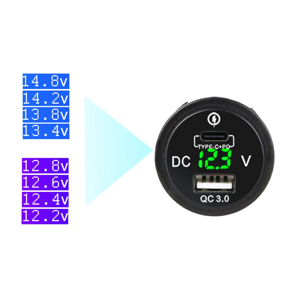 Автомобильное зарядное устройство водонепроницаемое 12 В 24 Тип C PD QC 3 0 USB
