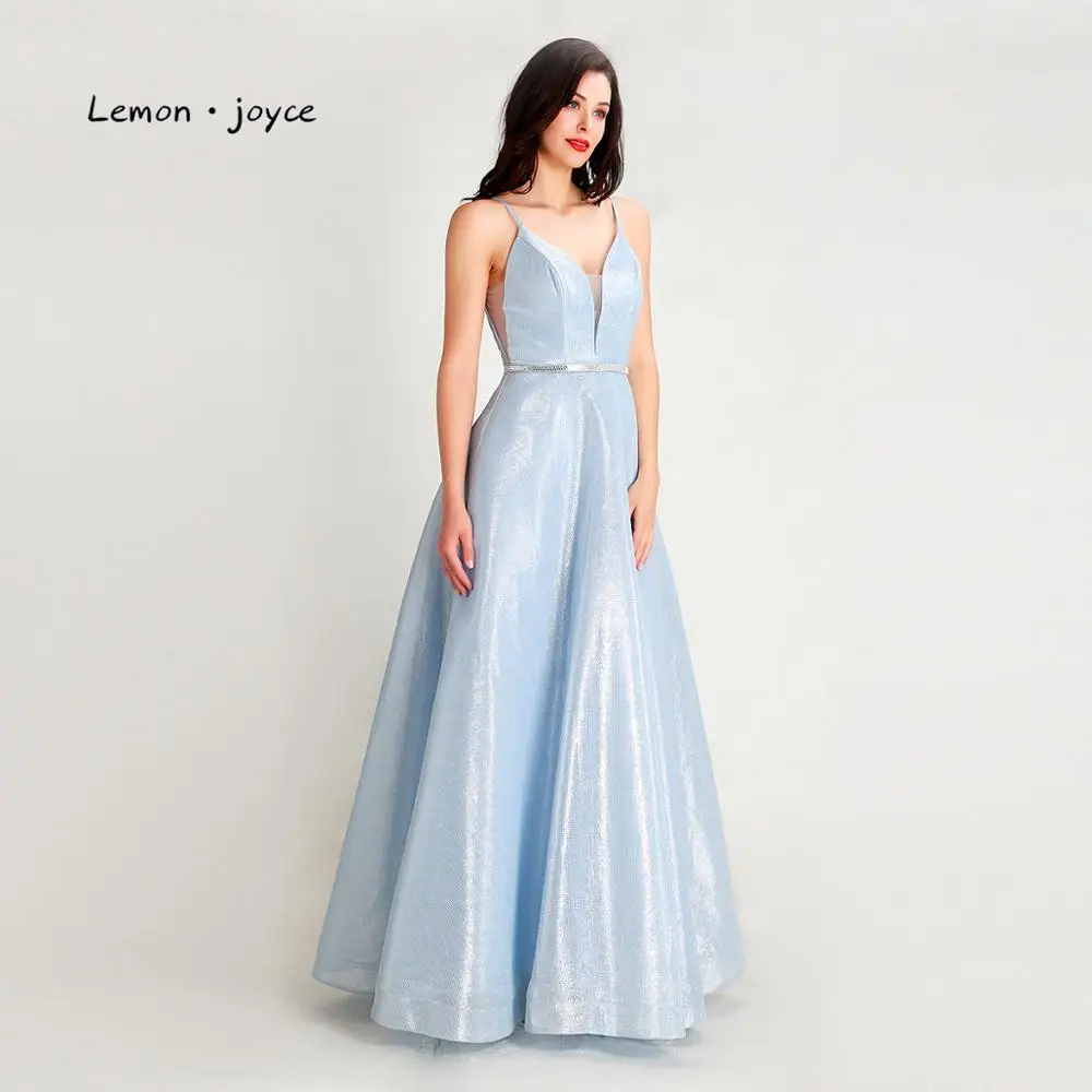 Lemon joyce Light Blue Prom Dresses 2020 Sexy V-neck Backless Simple Evening Party Gowns Plus SIze | Свадьбы и торжества