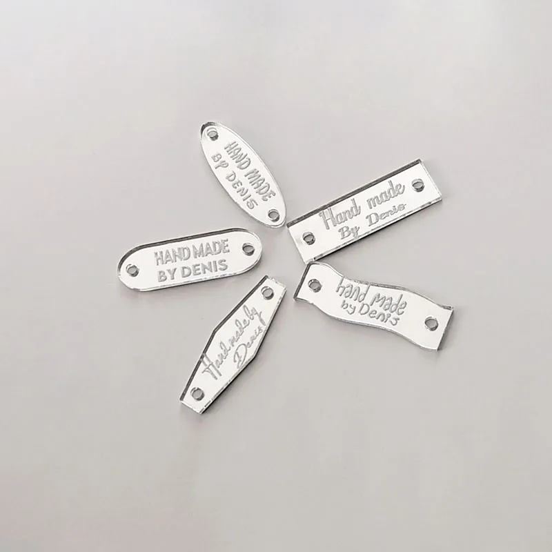 Description Picture 5 of itemLaser Engraved Mirror Handmade Labels 30 Tags Clothes Garment Acrylic Mirror Gold Hand Made Jeans Bags Shoes DIY Sewing Supplies