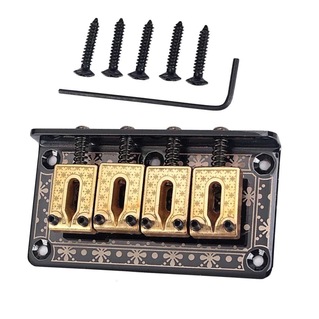 Exquisite Guitar Saddle Bridge Hardtail with Screws Wrench for 4 String Cigar Box Bass Replacement Parts Black | Спорт и развлечения