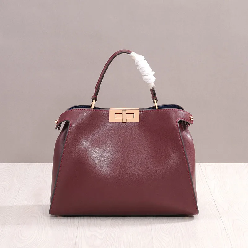 

Fashion designer women bag luxury cow leather handbag ladies Genuine leather Rotating buckle tote female Crossbody Shoulder Bags