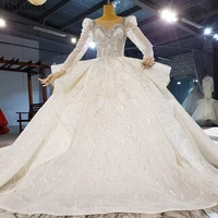 ball gown wedding dress long sleeve plus size wedding gown for bride dress 2021 with 150cm tail luxury style lace up back