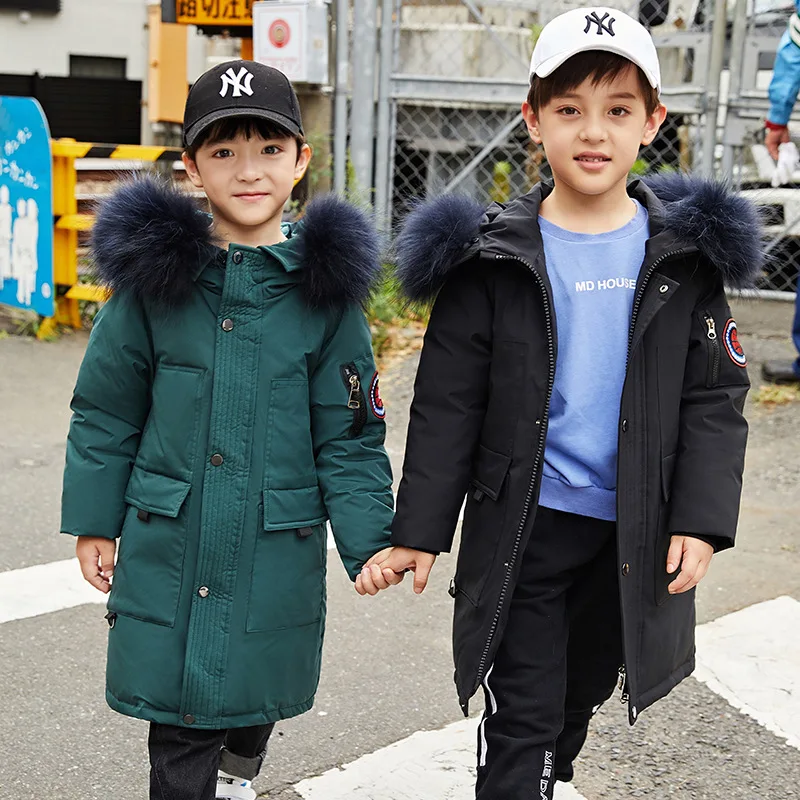 Детский пуховик толстая Детская куртка на белом утином пуху для мальчиков пальто