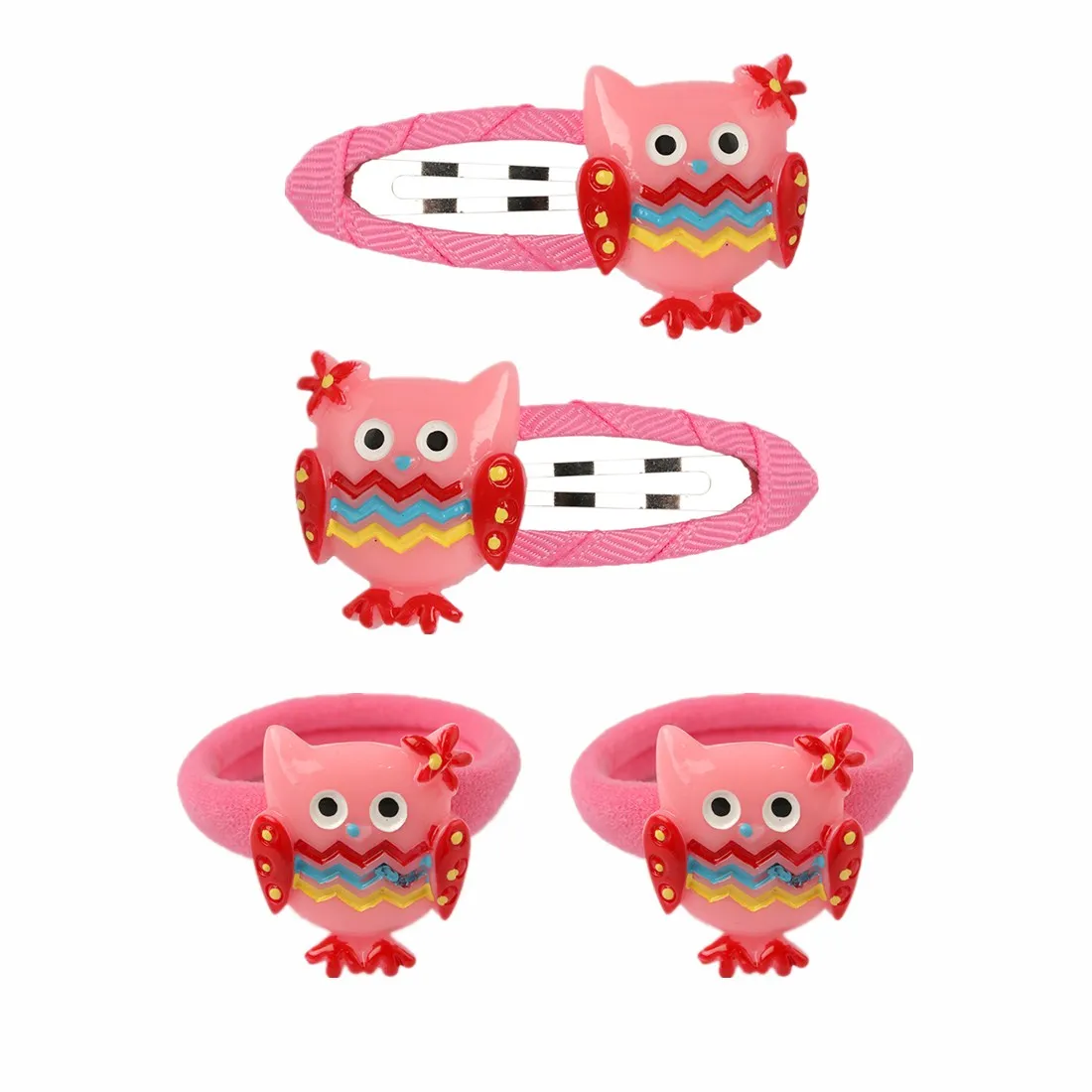 2 XIMA 4pcs/lot Mini Cartoon Flamingo Owl Hairpins Kids Unicorn Hair Ties for Princess Girls Unicorn Hair Band Hair Accessories - Цвет: 2