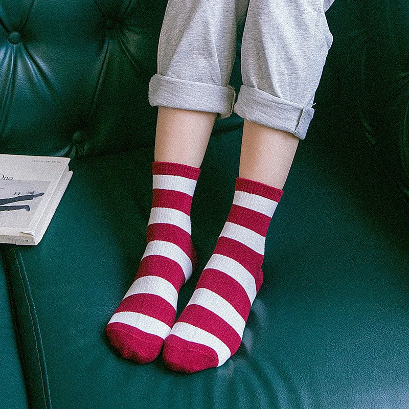 Женские хлопковые носки в полоску Harajuku брендовые модные высокое качество