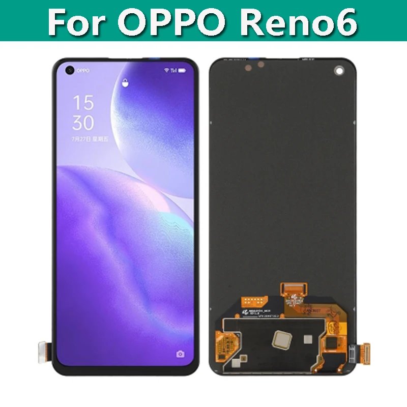 Pantalla LCD Original para OPPO Reno 6, montaje de digitalizador con pantalla t&aacute;ctil de 6,43 pulgadas, piezas de repuesto para OPPO Reno6 5G PEQM00 CPH2251-0