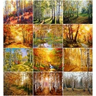 AZQSD картина маслом по номерам осенний лес уникальный подарок DIY 40x50 см Раскраска по номерам декорации дома Спальня стены искусства