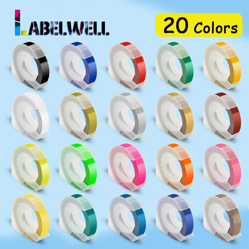 

Labelwell 9mm 3D Embossing Tape Multicolor Compatible for Dymo Motex E101 12965 1540 1880 1610 Label Maker for DIY 3D label Tape