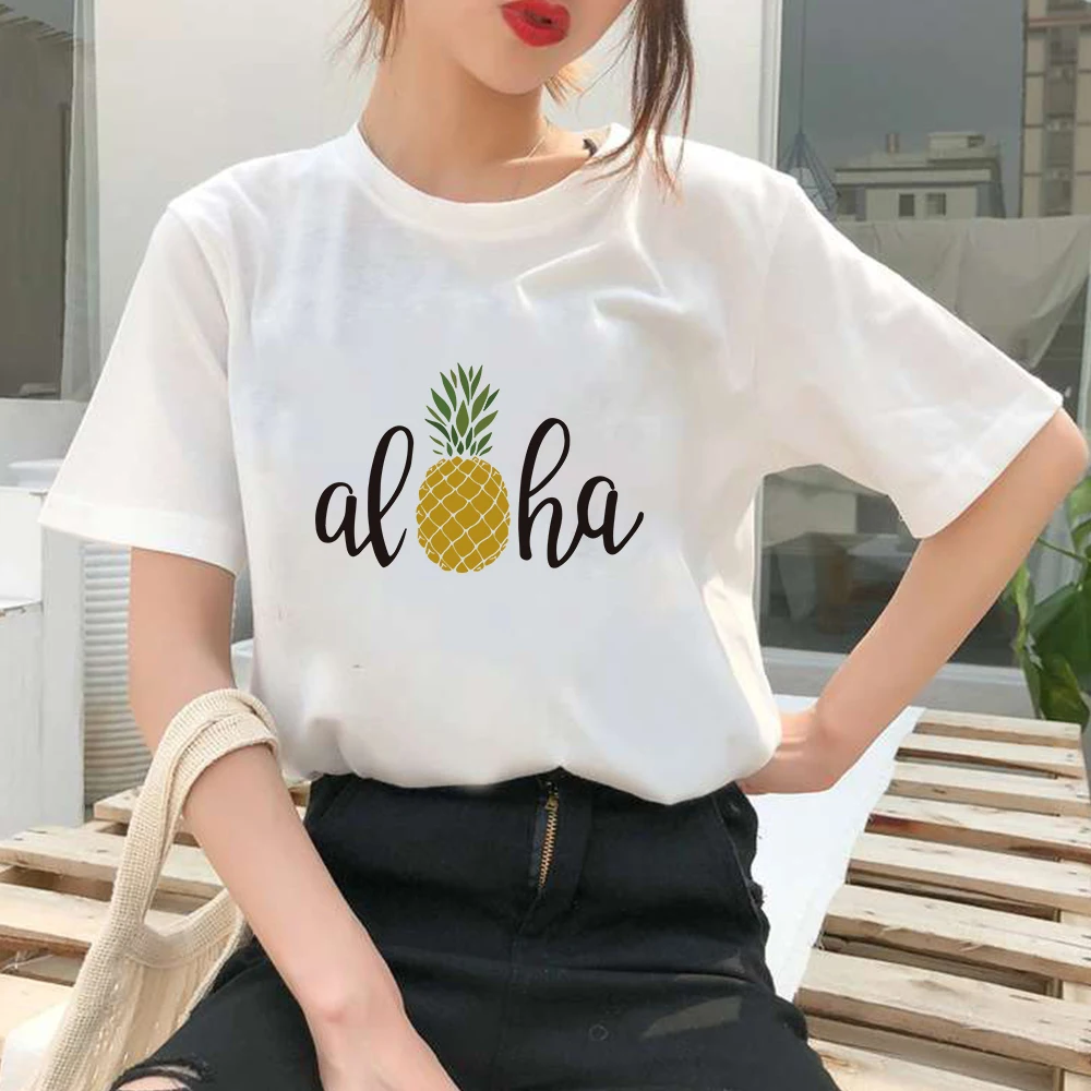 

Women New Tshirt Fashion High Street Pineapple Printed T-shirt Urbano Ropa Tumblr Mujer Anime Clothing Basis White Casual Tops