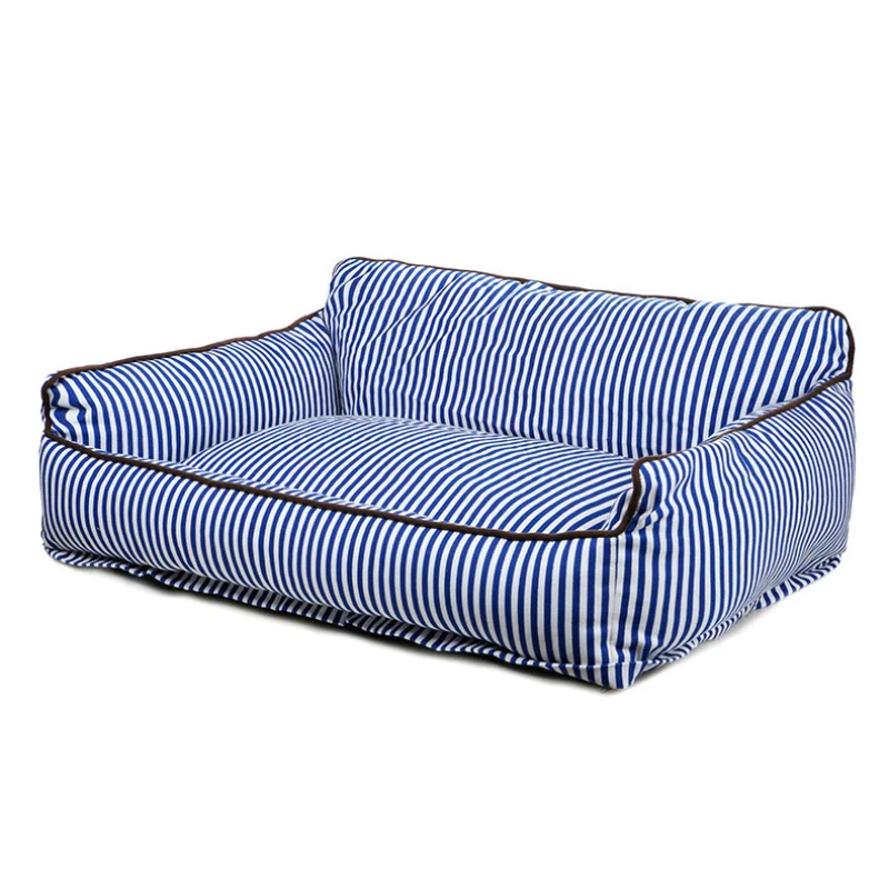 Online Cama Suave Y Cómoda Para Perro, Sofá Con Estampado A Rayas Con Almohada, Adecuado Para Camas Grandes, Medianas Y Pequeñas, Suministros Para Mascotas