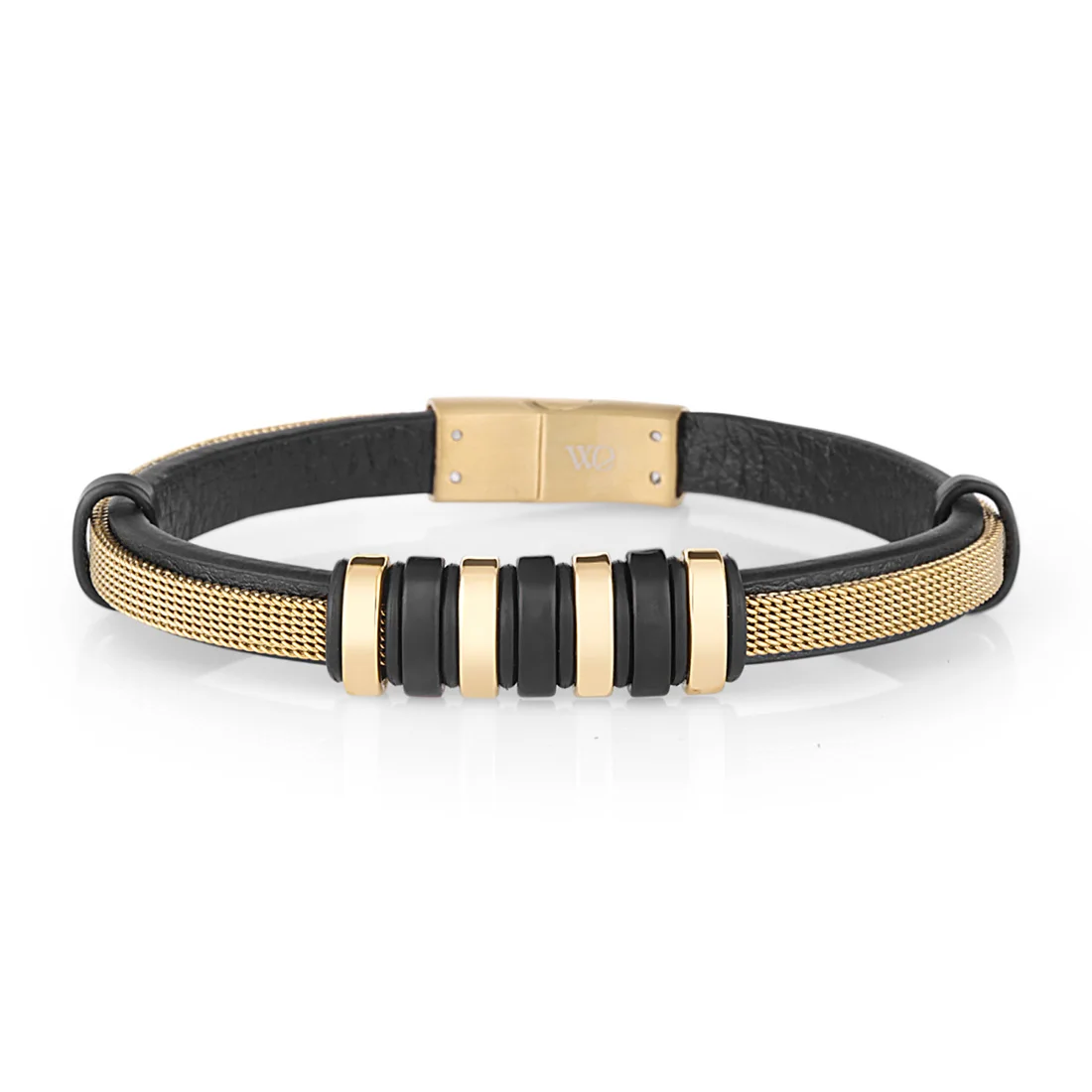 

Wesse JWQG3039 Men's Bracelet Bangles Fashion Jewelry Leather Black Birthday Gift for Mens