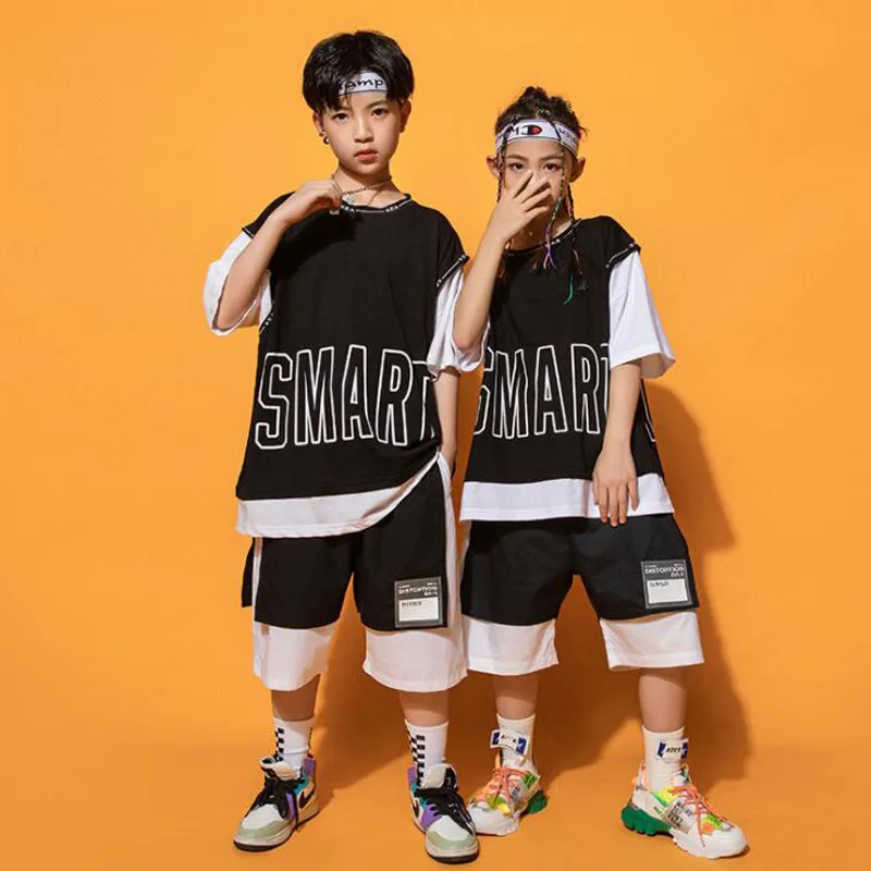 

Kids Festival Hip Hop Clothing a Cool Oversized T Shirt Tops Streetwear Shorts For Girl Boy Dance Costume Clothes Stage Wear