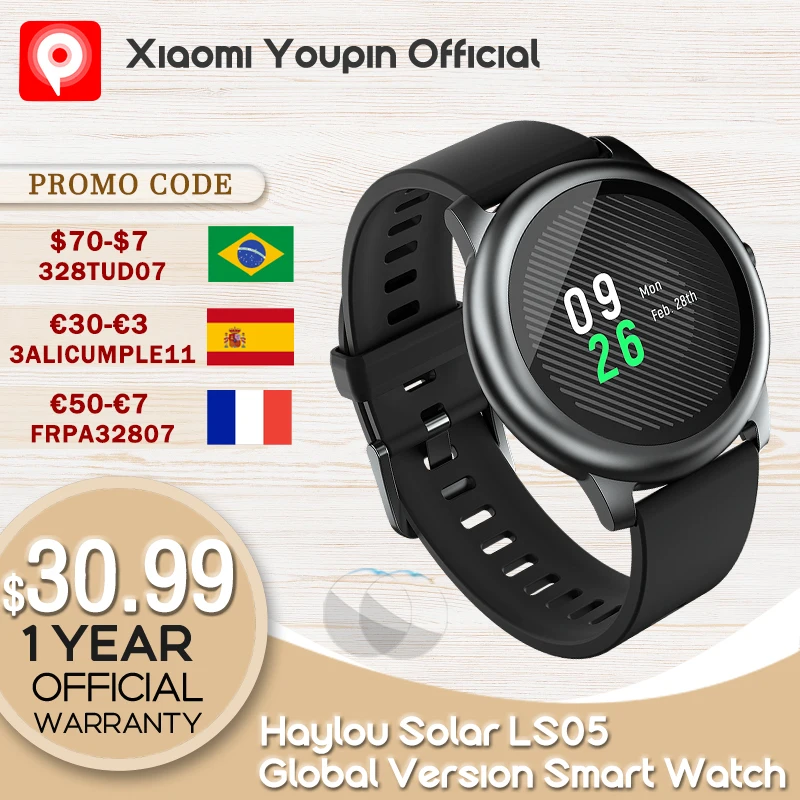 

Haylou Solar LS05 Smart Watch Sport Metal Heart Rate Sleep Monitor IP68 Waterproof iOS Android Global Version for Xiaomi YouPin