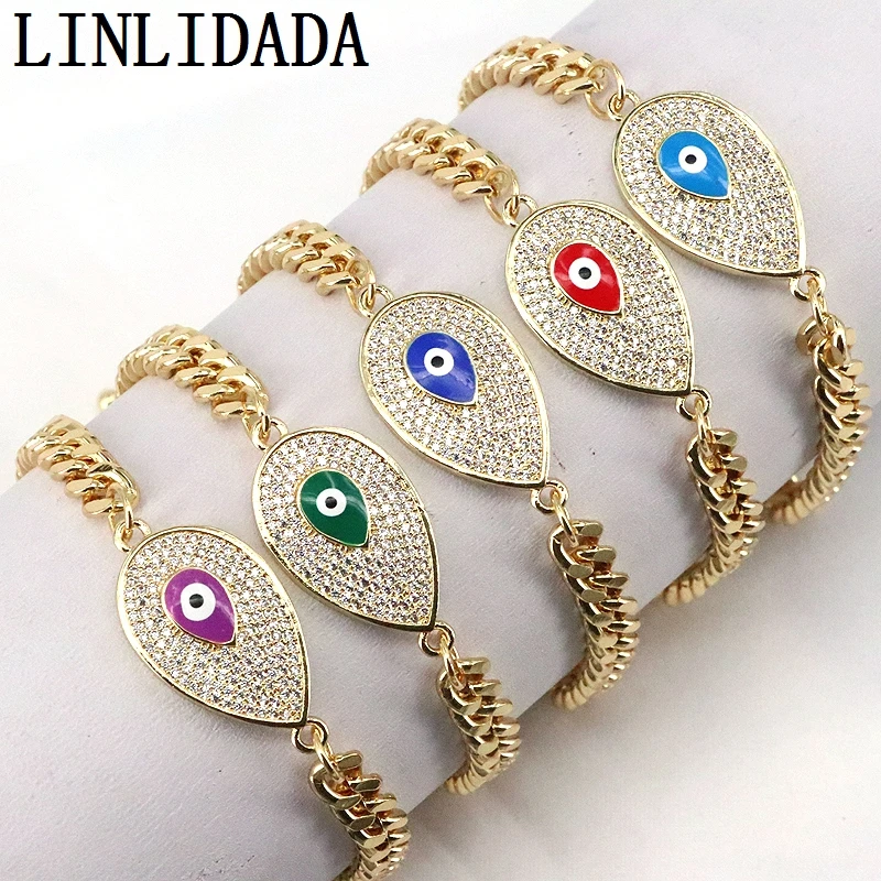 

5Pcs Fashion Zircon Eye Beads Bracelets Copper Gothic Gold Shiny Charm Bracelet For Women Jewelry Accessories