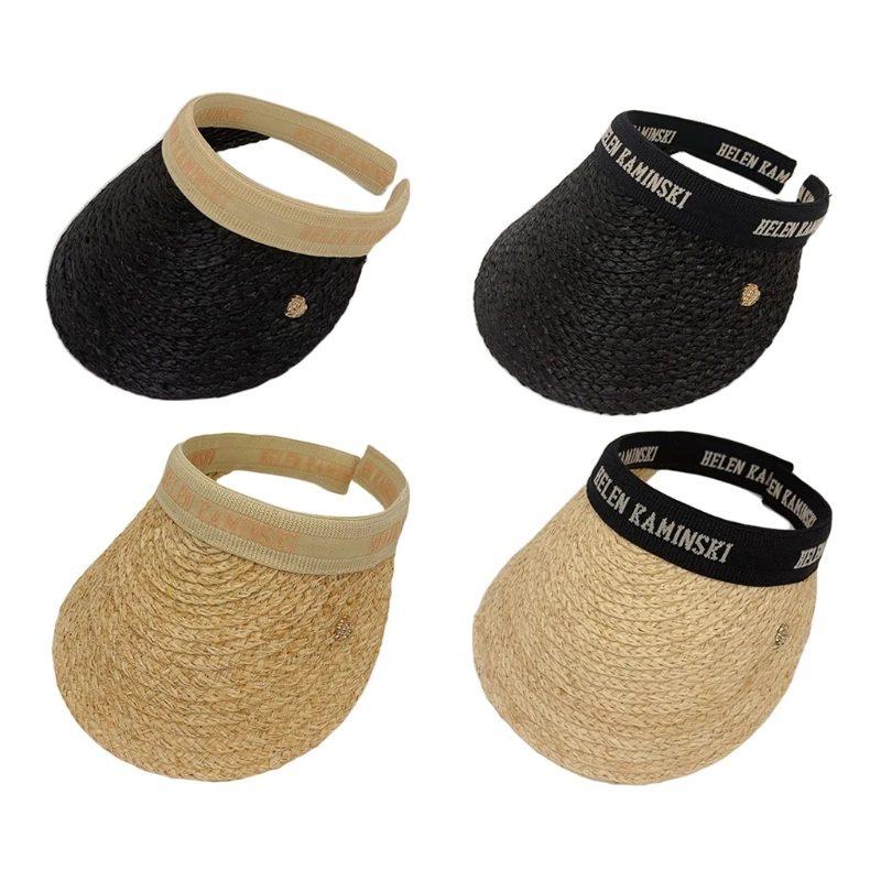 

Straw Hat Empty Top Girls Holidays Anti-UV Semi-Enclosed Golfing Straw Visor