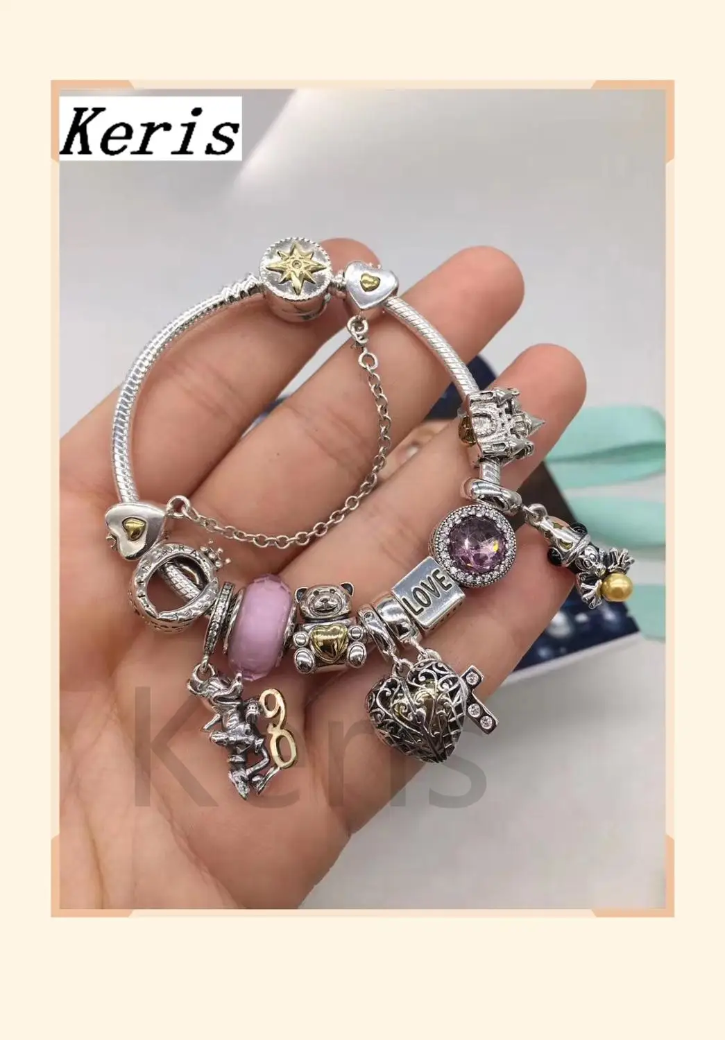 High Quality Reproduction 1:1 100%925 Pure Silver New Love Bear Design Star Bracelet Beads Free Of Charge |