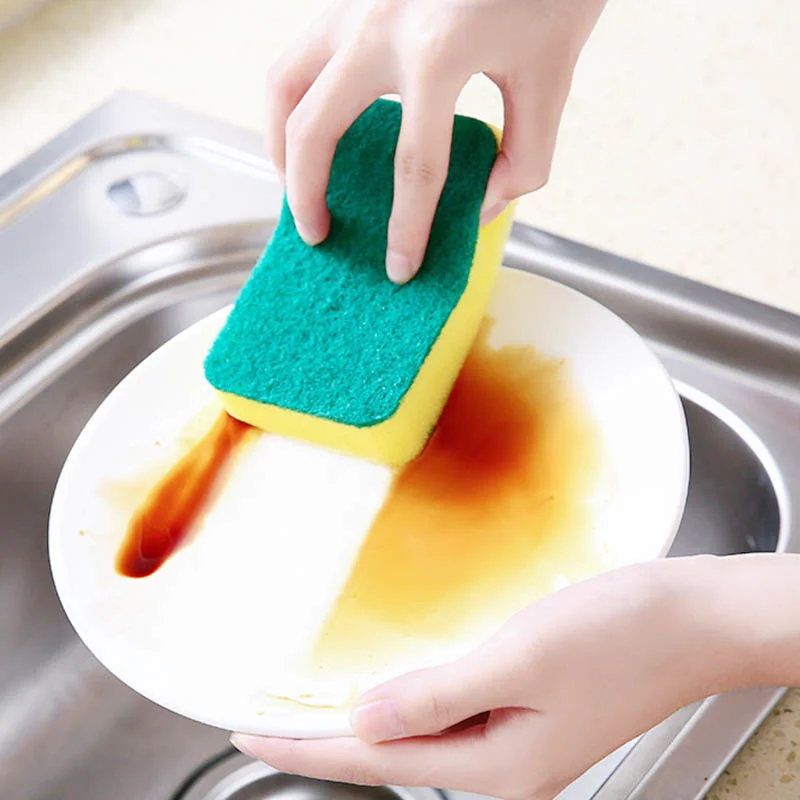 

Двухслойная мощный очистка от загрязнения губка для мытья посуды Кухня нано-наждак очистки горшок ржавый фокус пятно sponge3types