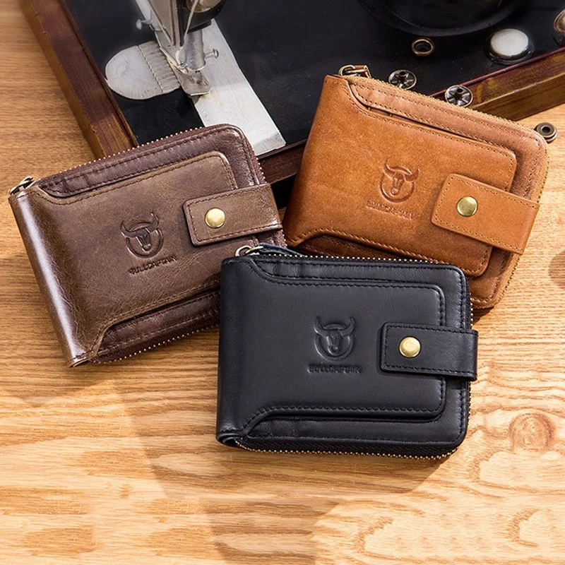 Кошелек Bullcaptain мужской кожаный брендовый бумажник с RFID защитой ультратонкий