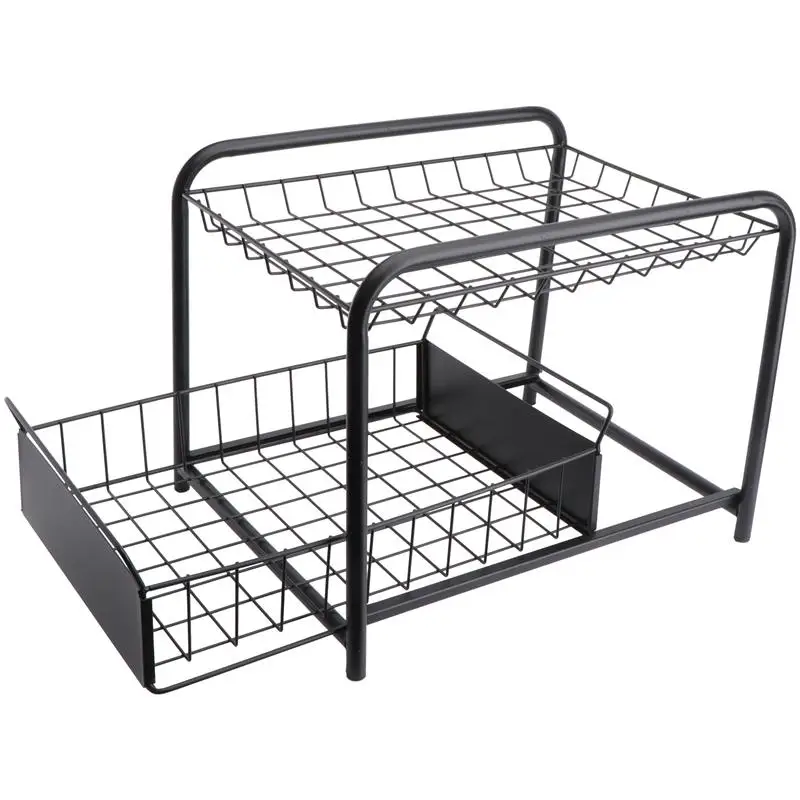 

Kitchen Under Sink Organizer and Storage Under Sink Cabinet Storage Rack (Black)